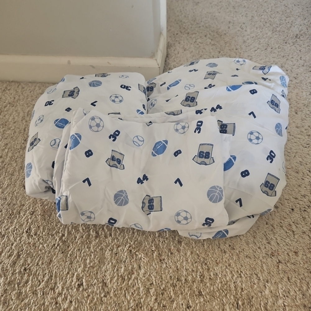 3 pc Charles Street Sports Twin Sheet Set Basketball Soccer Baseball Football